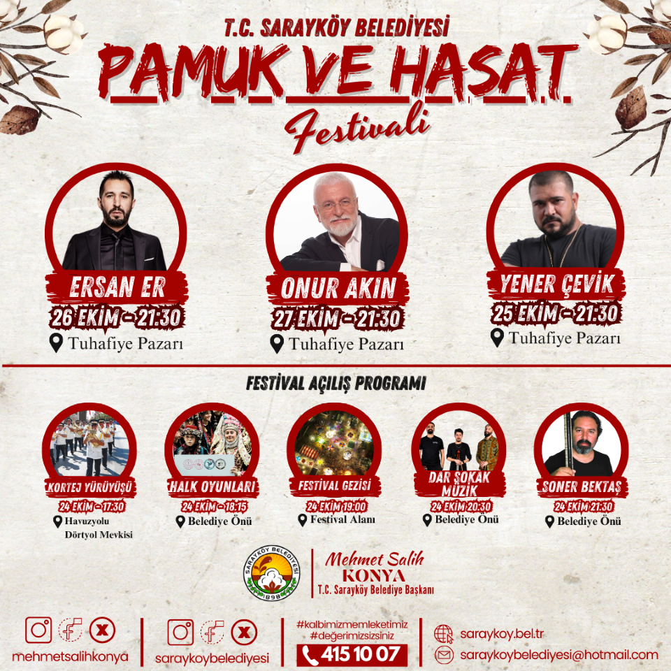 BAŞKAN KONYA’DAN PAMUK VE HASAT FESTİVALİNE DAVET